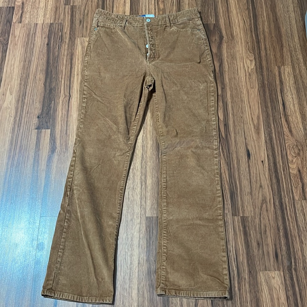 OLD NAVY KICKER BOOTCUT extra high waist RUST button fly CORDUROY PANT 12